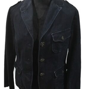 WOMENS NAVY BLUE DENIM JACKET  WITH TAILORED FIT AND NOTCHED LAPELS/POCKETS